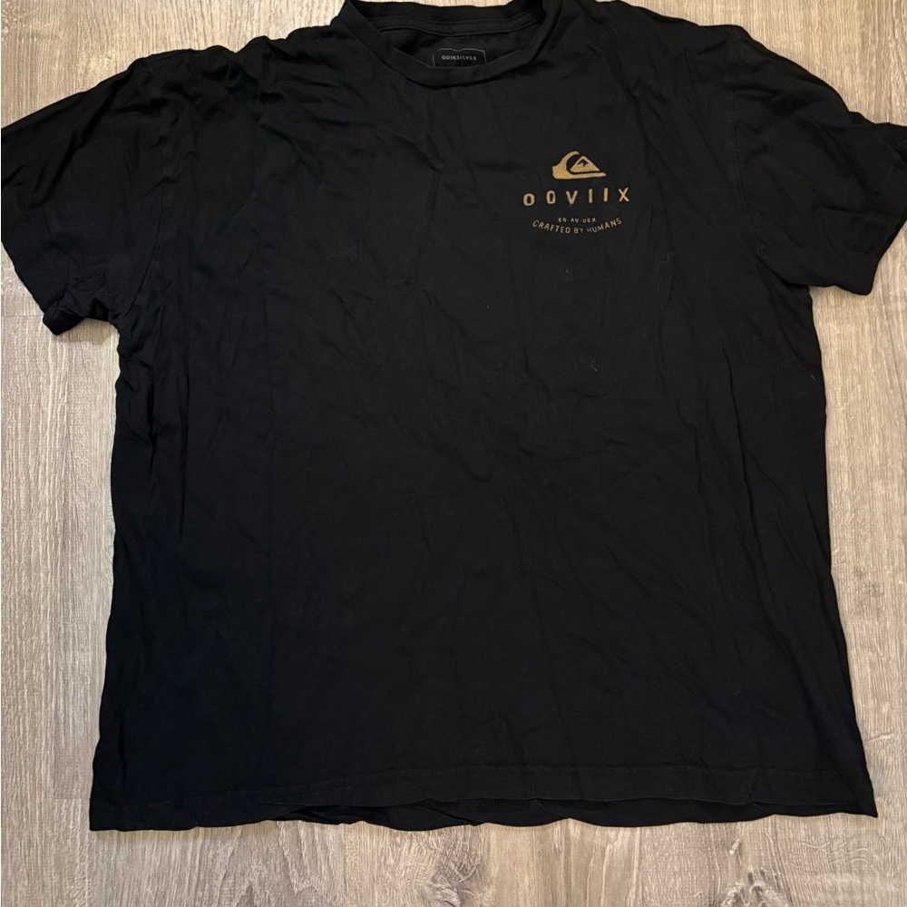 Quiksilver Black Short Sleeve Tee with Gold Chest Logo